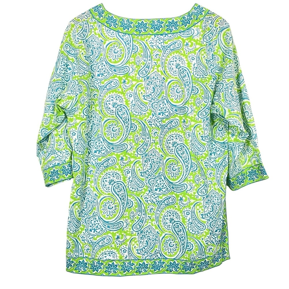 Gretchen Scott Size Medium Tunic Top Blouse 3/4 Sleeve Preppy‎ Coastal Lagenlook - Picture 3 of 5